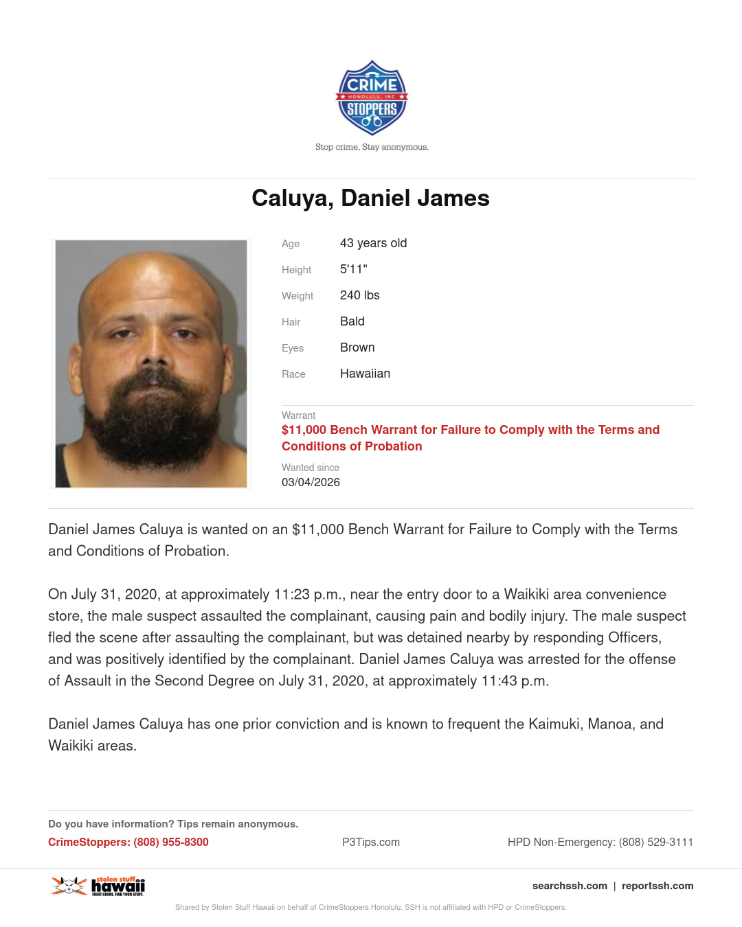 CRIMESTOPPERS - Honolulu | Stolen Stuff Hawaii