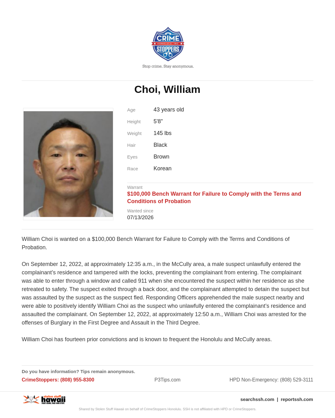 WANTED - Honolulu | Stolen Stuff Hawaii