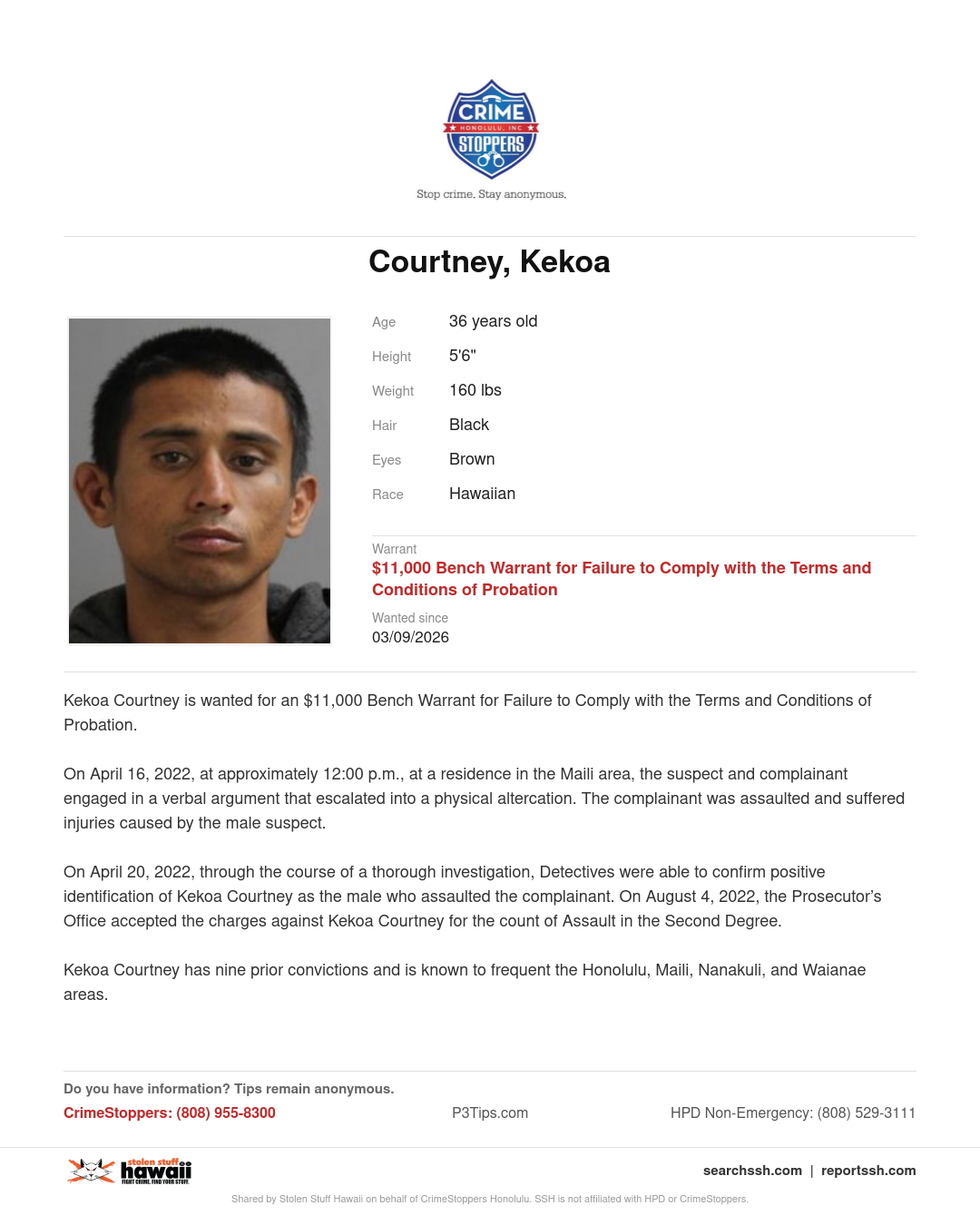 CRIMESTOPPERS - Honolulu | Stolen Stuff Hawaii