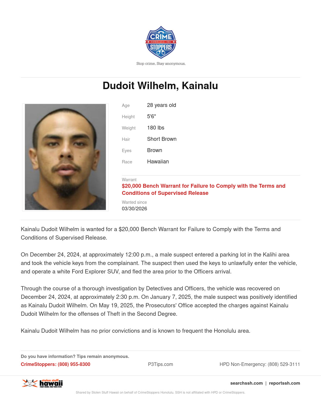 Dudoit Wilhelm, Kainalu - Honolulu | Stolen Stuff Hawaii