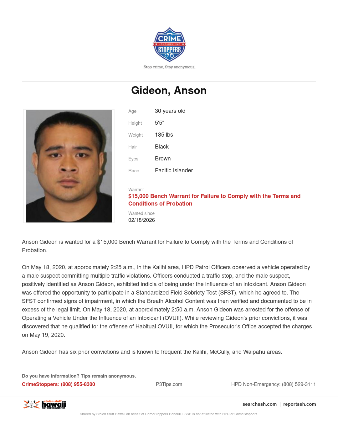 CRIMESTOPPERS - Honolulu | Stolen Stuff Hawaii