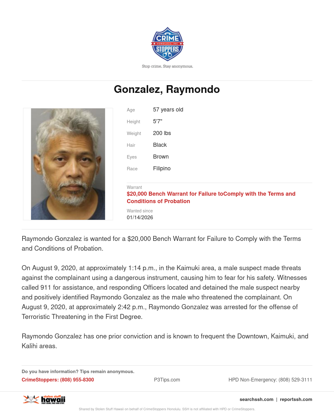 CRIMESTOPPERS - Honolulu | Stolen Stuff Hawaii
