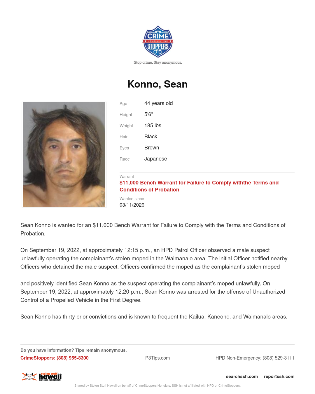 CRIMESTOPPERS - Honolulu | Stolen Stuff Hawaii