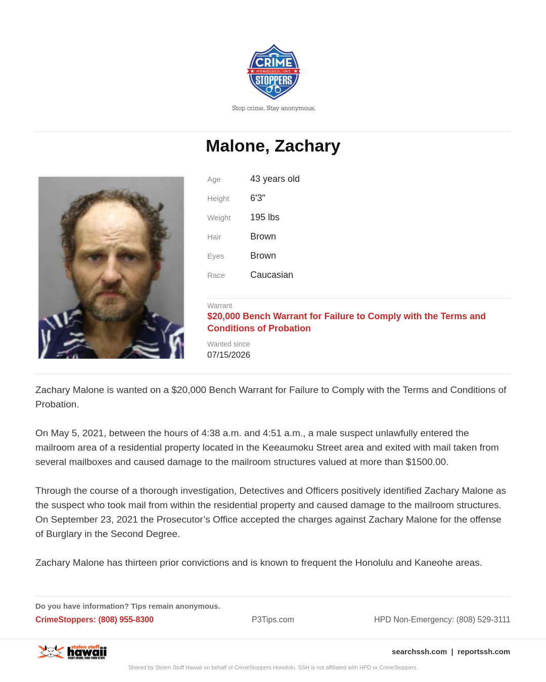 CRIMESTOPPERS - Honolulu | Stolen Stuff Hawaii