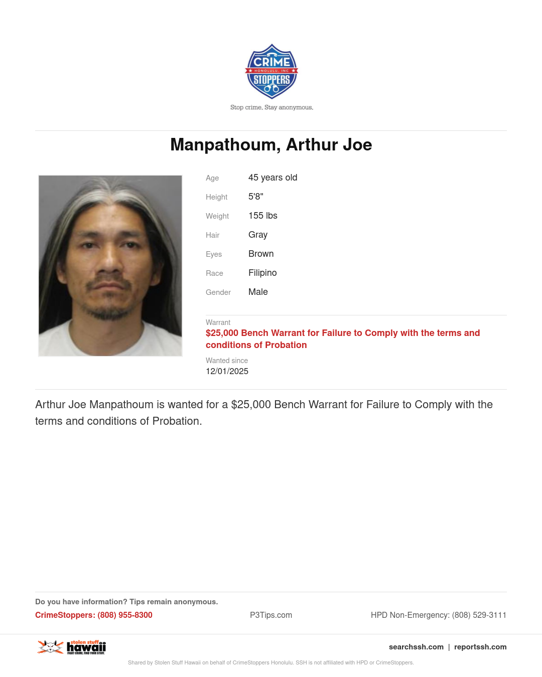 CRIMESTOPPERS - Honolulu | Stolen Stuff Hawaii