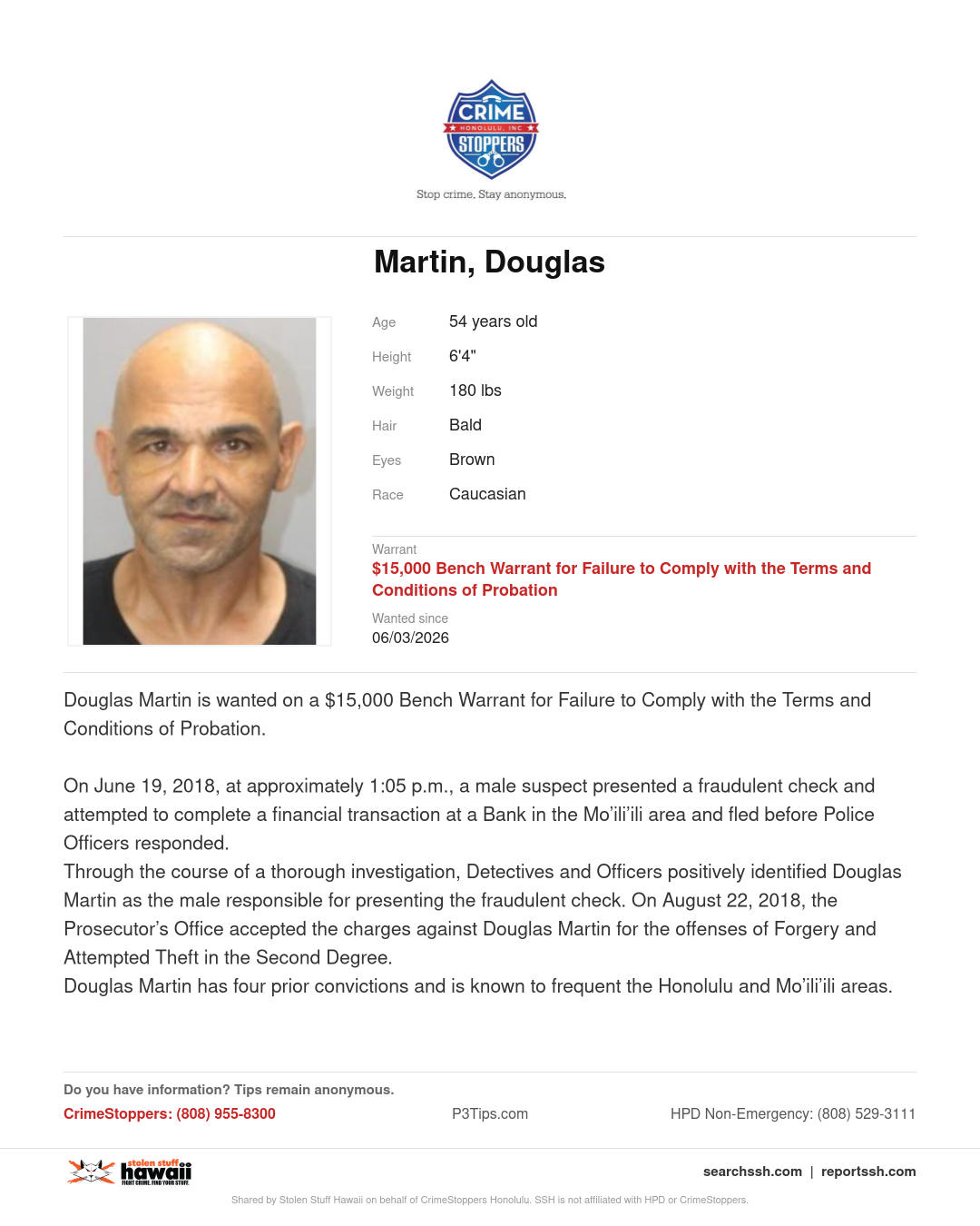 WANTED - Honolulu | Stolen Stuff Hawaii