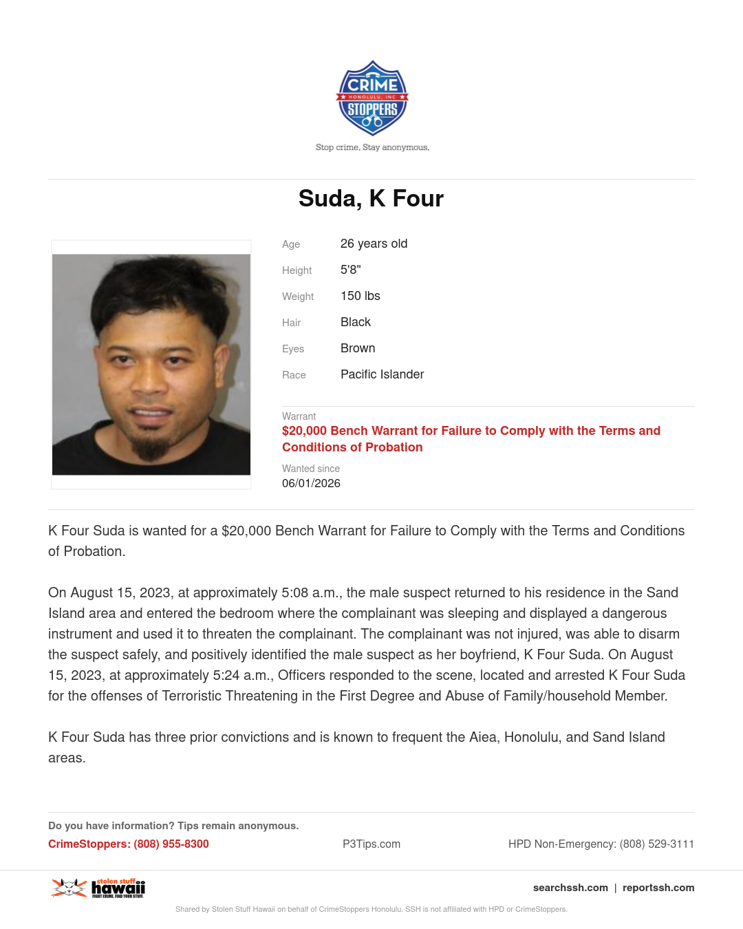 WANTED - Honolulu | Stolen Stuff Hawaii