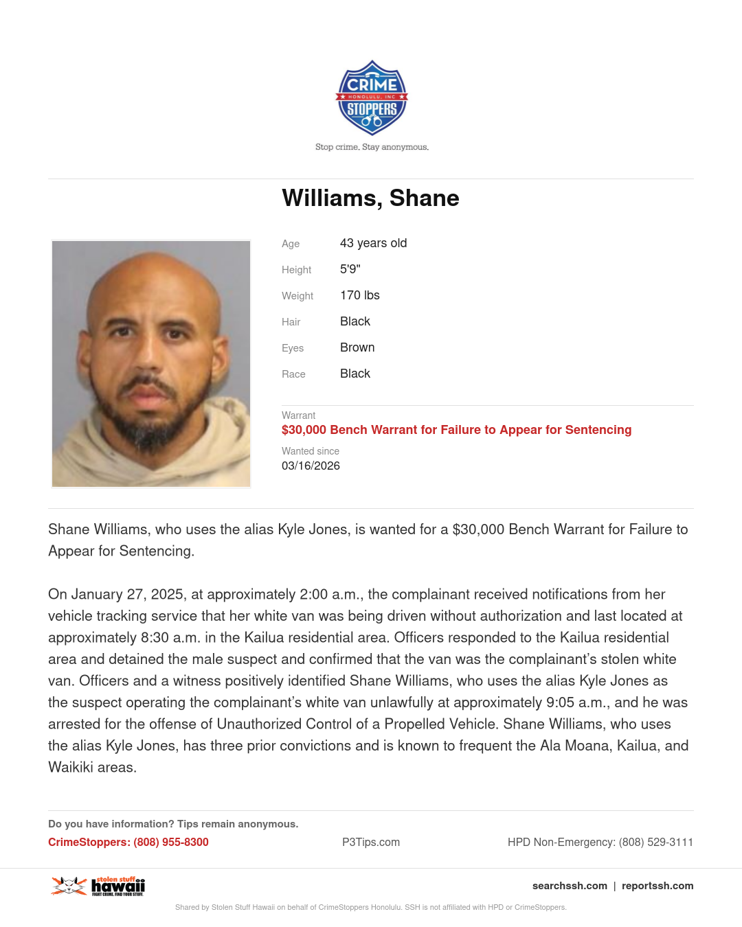 CRIMESTOPPERS - Honolulu | Stolen Stuff Hawaii
