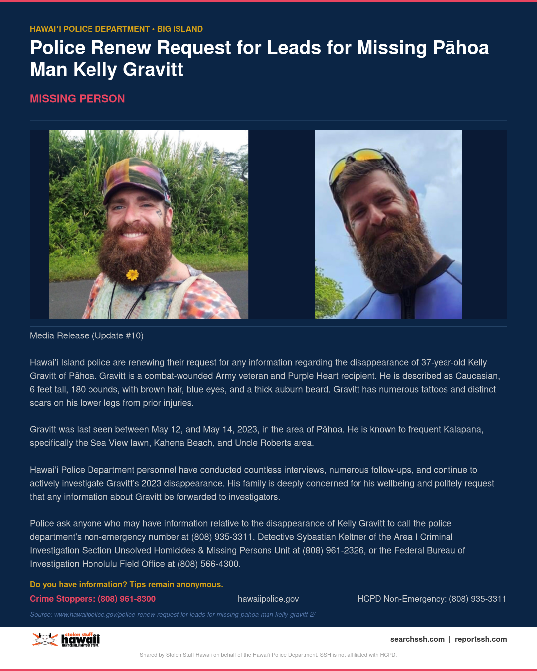 MISSING PERSON - Hawaii County | Stolen Stuff Hawaii