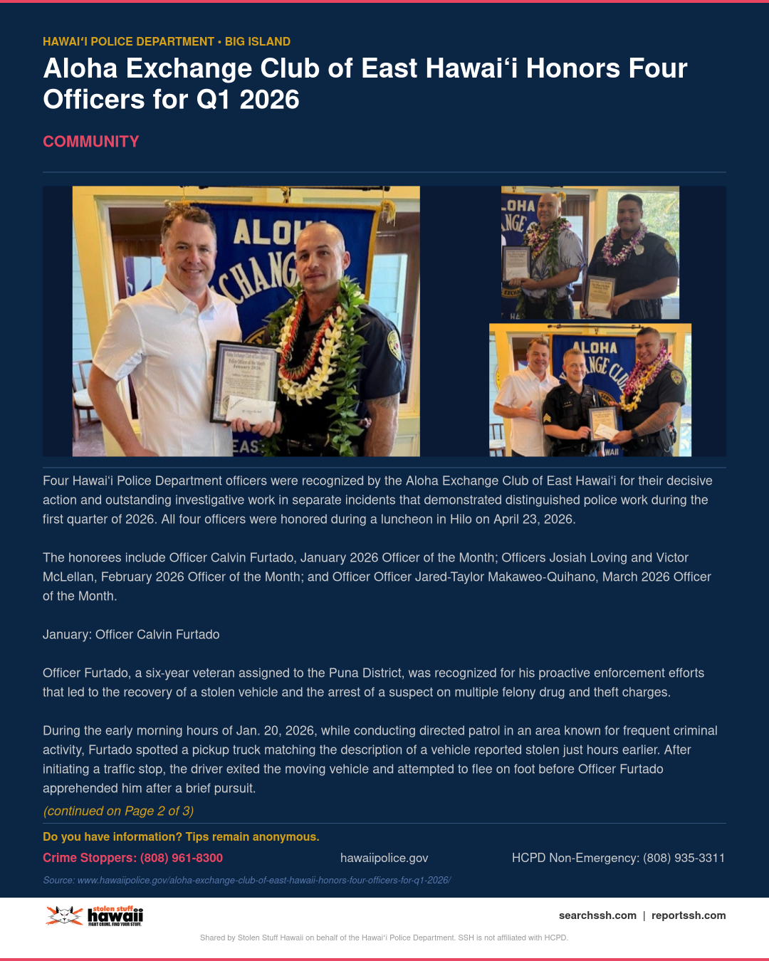 COMMUNITY - Hawaii County | Stolen Stuff Hawaii