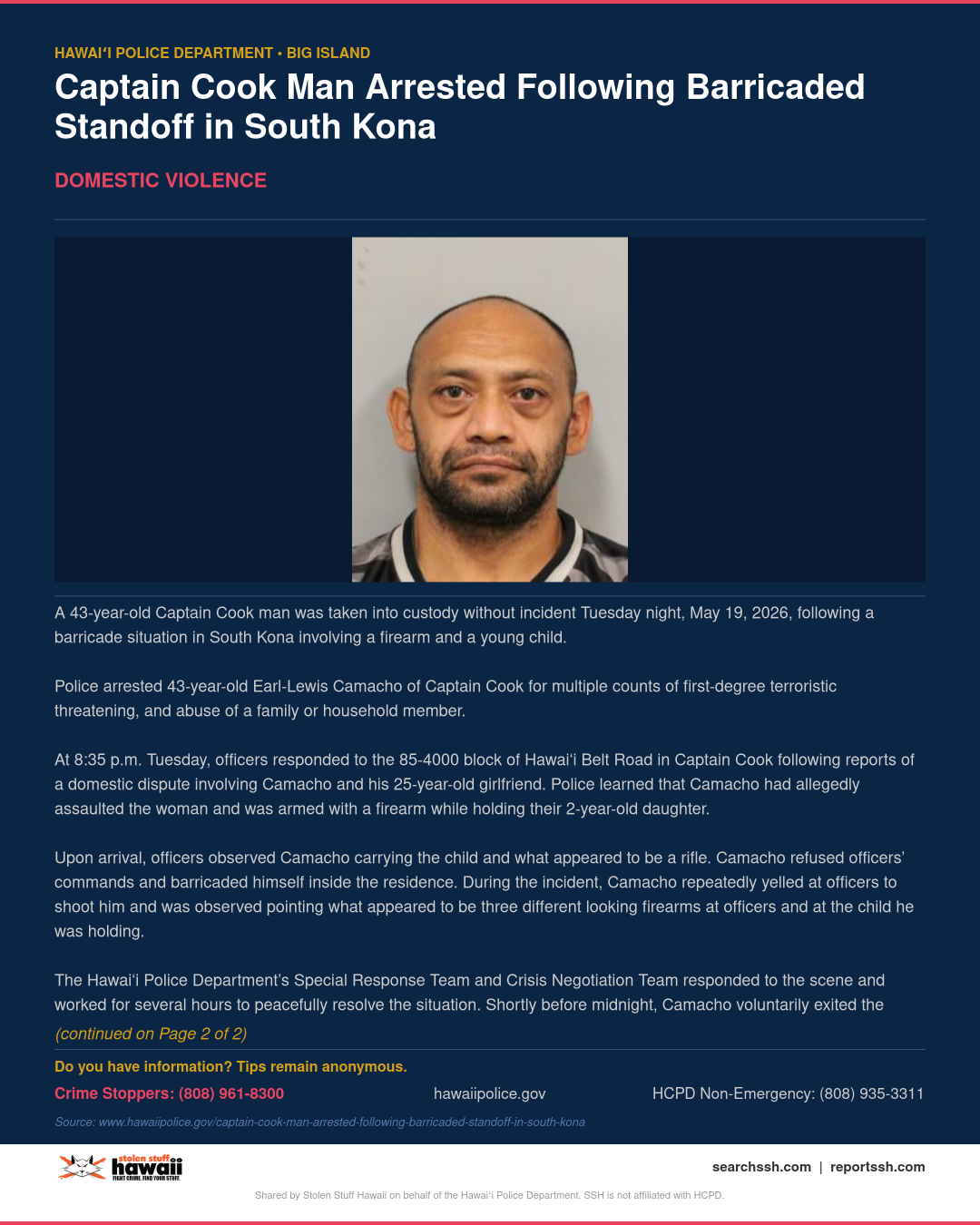 DOMESTIC VIOLENCE - Hawaii County | Stolen Stuff Hawaii
