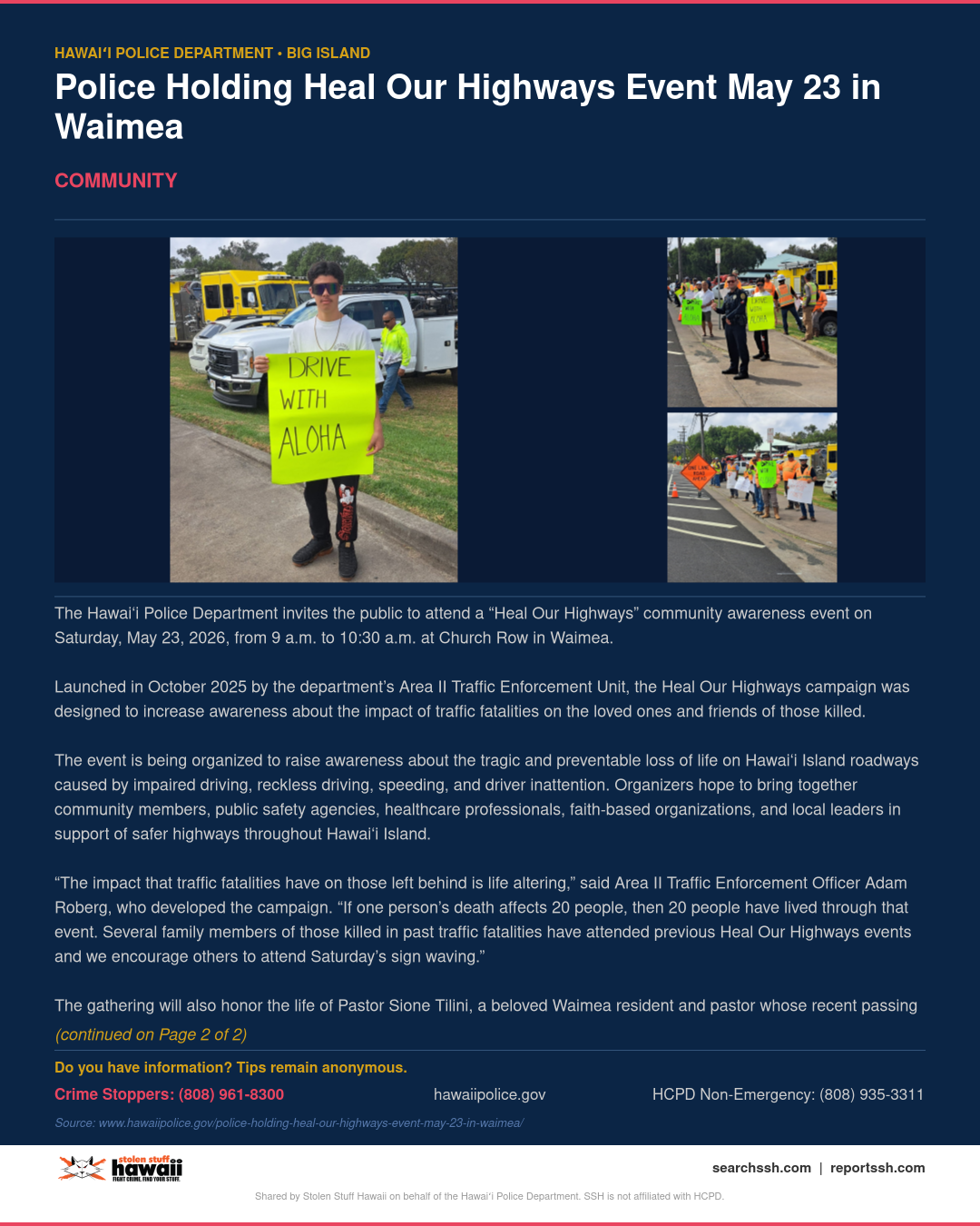 COMMUNITY - Hawaii County | Stolen Stuff Hawaii