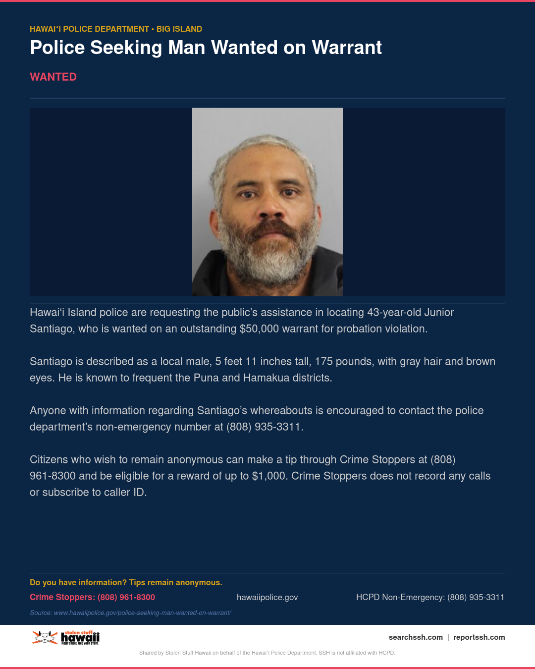 WANTED - Hawaii County | Stolen Stuff Hawaii