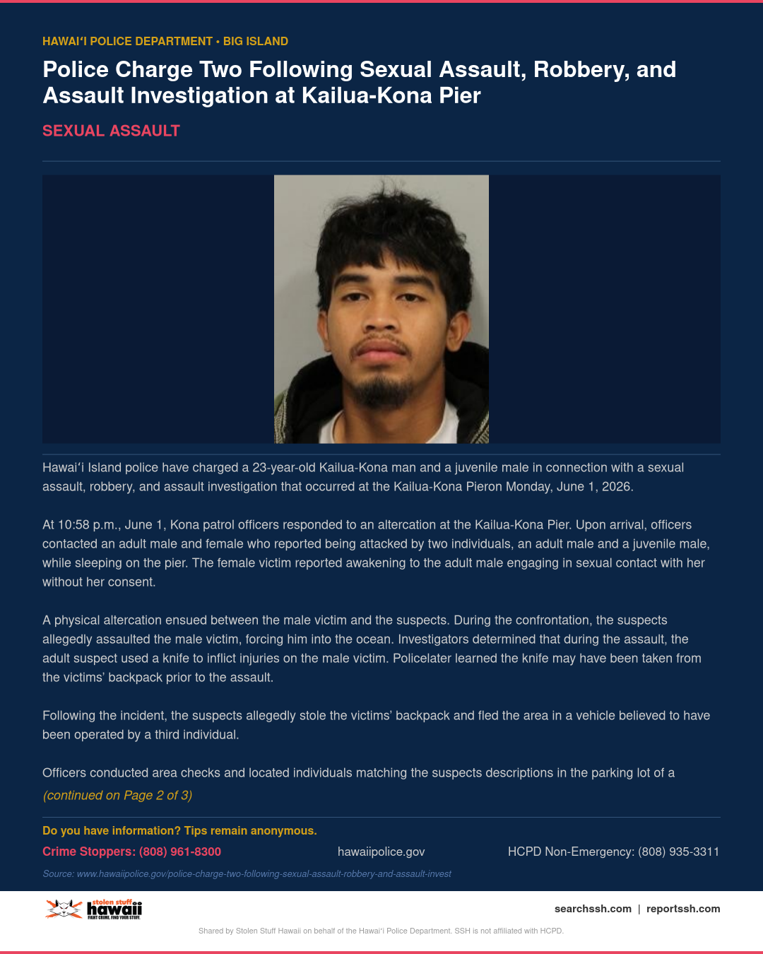SEXUAL ASSAULT - Hawaii County | Stolen Stuff Hawaii