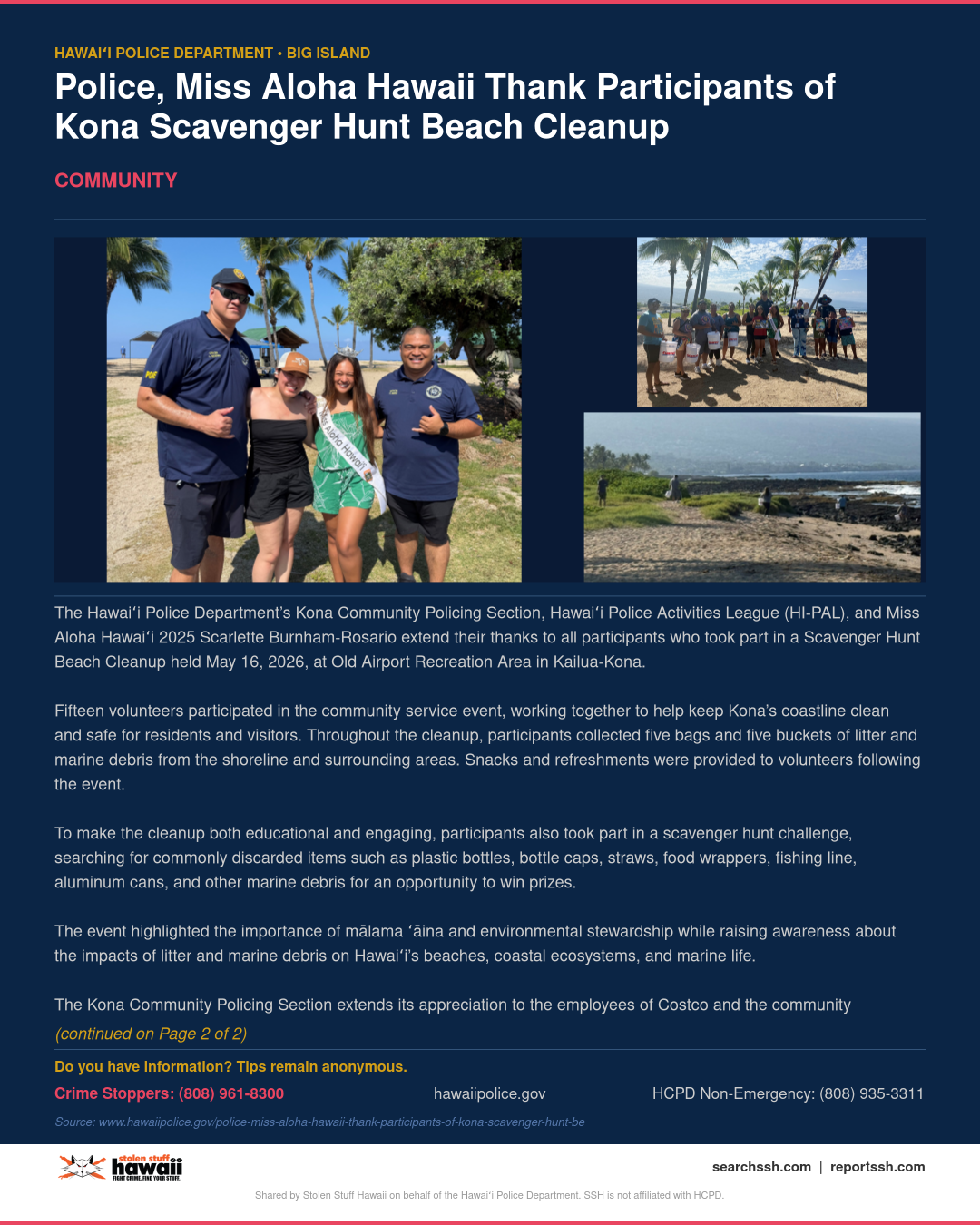 COMMUNITY - Hawaii County | Stolen Stuff Hawaii