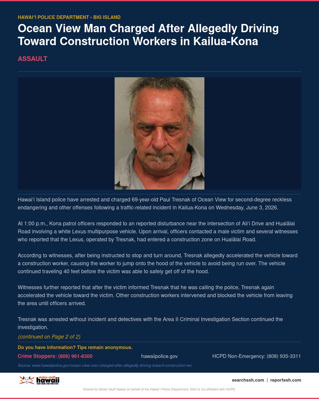 ASSAULT - Hawaii County | Stolen Stuff Hawaii