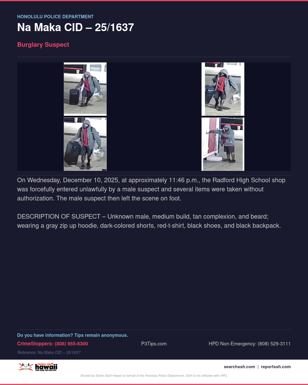 HPD OFFICIAL - Honolulu | Stolen Stuff Hawaii