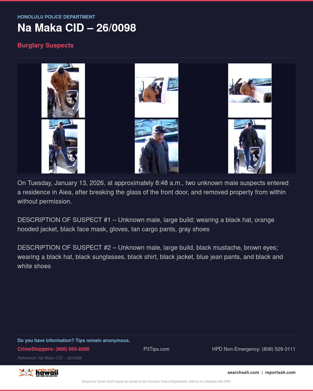 HPD OFFICIAL - Honolulu | Stolen Stuff Hawaii