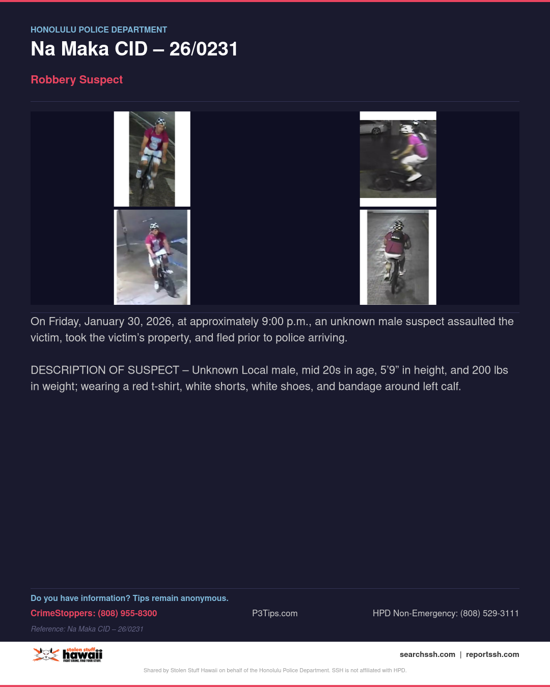 HPD OFFICIAL - Honolulu | Stolen Stuff Hawaii