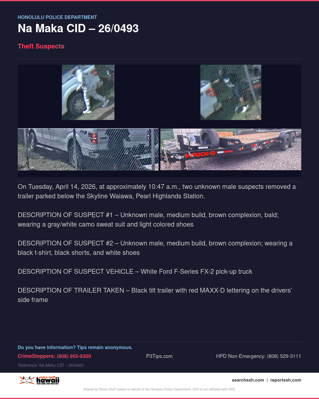 HPD OFFICIAL - Honolulu | Stolen Stuff Hawaii