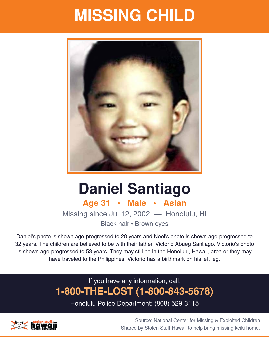 MISSING CHILD - Honolulu, HI | Stolen Stuff Hawaii