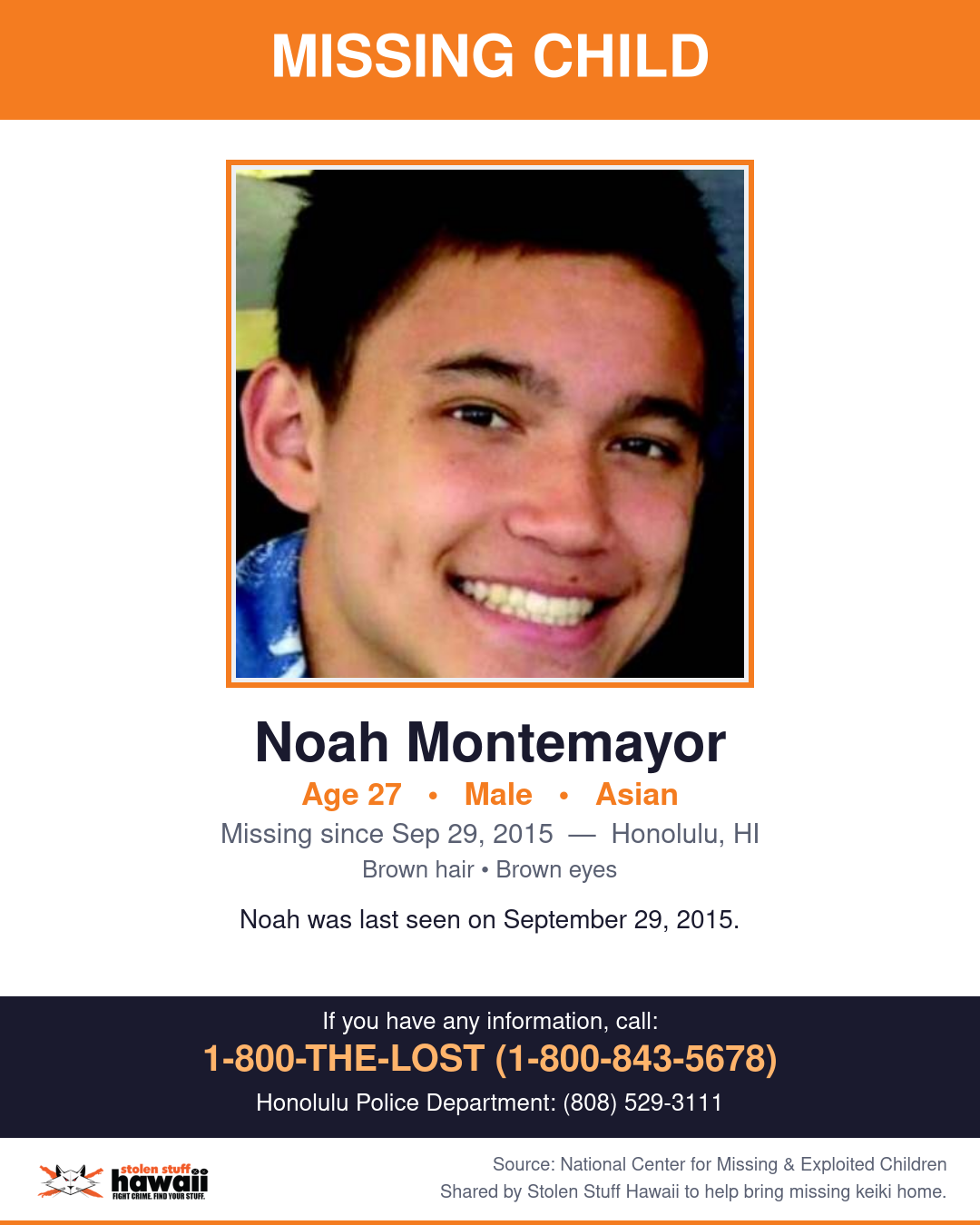 MISSING CHILD - Honolulu, HI | Stolen Stuff Hawaii