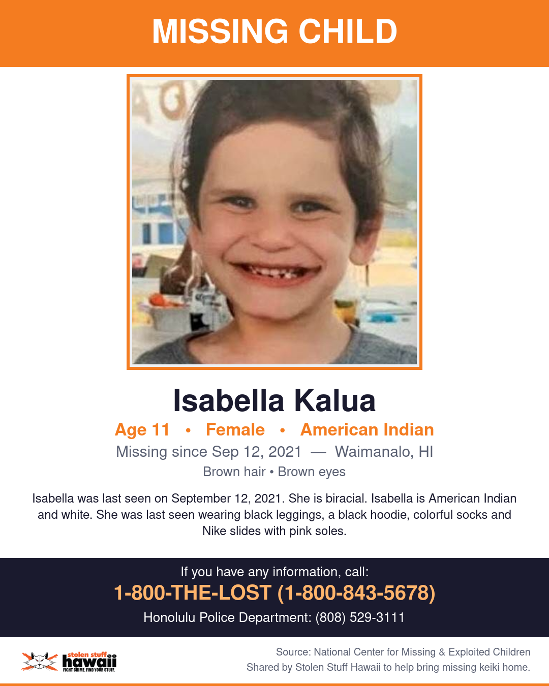 MISSING CHILD - Waimanalo, HI | Stolen Stuff Hawaii