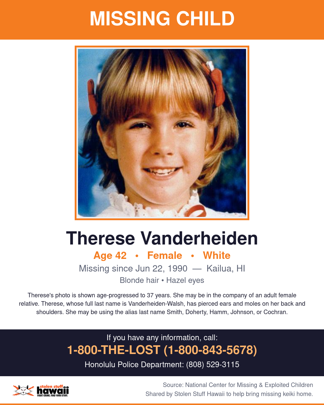 MISSING CHILD - Kailua, HI | Stolen Stuff Hawaii