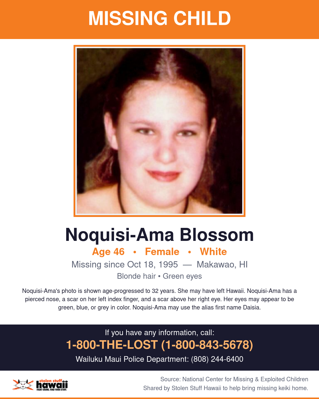 MISSING CHILD - Makawao, HI | Stolen Stuff Hawaii