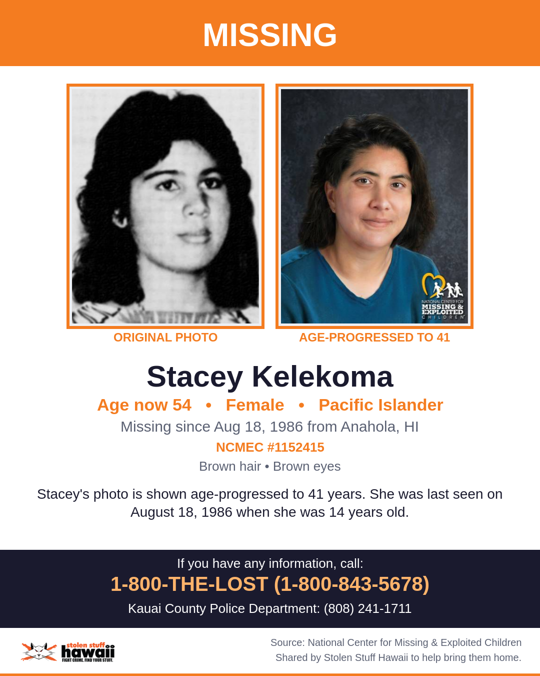 MISSING PERSON - Anahola, HI | SSH Search