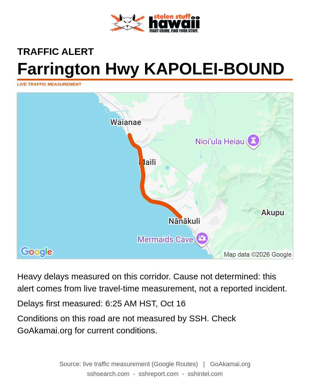 TRAFFIC INCIDENT - Farr Waianae-Nanakuli | SSH Search